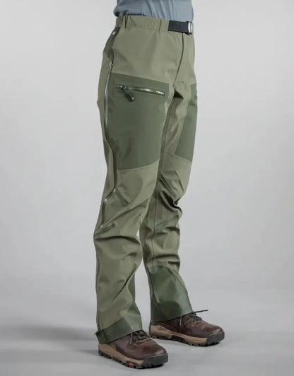 Olive green Bushbuck Alpine Waterproof Pants showcasing durable country clothing for hiking
