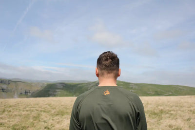 Olive green long-sleeved apex crew base layer shirt for outdoor adventures