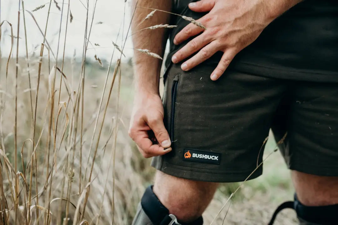 Olive green Bushbuck Dri-Seat Shorts perfect for outdoor adventures