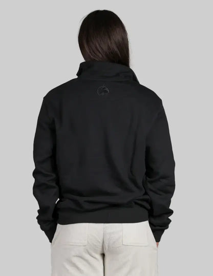 Black adidas quarter zip sweatshirt with bushbuck logo on back