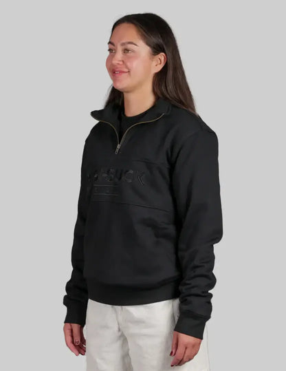 Black Bushbuck Lifestyle quarter zip sweatshirt with aeo logo
