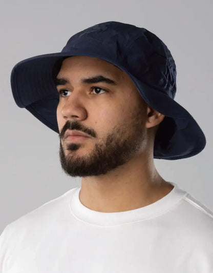 Navy blue Bushbuck Quick Dry wide brim bucket hat with textured pattern