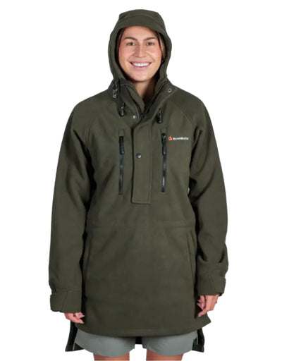 Green hooded anorak on Bushbuck Ranger Bushshirt perfect for hunting fleece country clothing