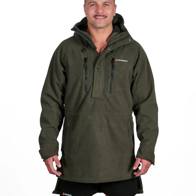 Olive green ranger bushshirt with hood, perfect for hunting fleece & country clothing