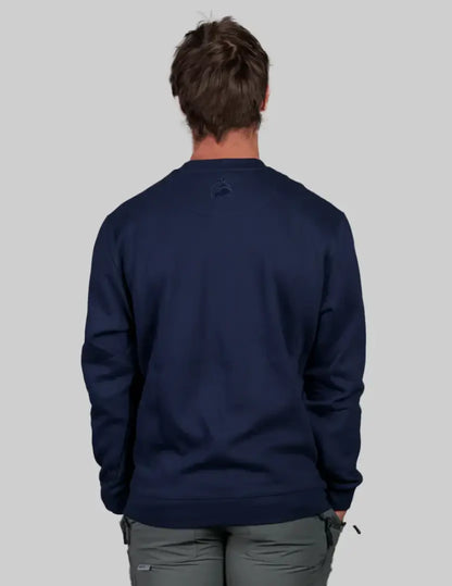 Navy blue Bushbuck Rise Crew sweatshirt with drawstring hem and pockets