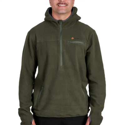 Olive green Bushbuck Vertex Fleece Hooded Half Zip Fleece for outdoor adventures