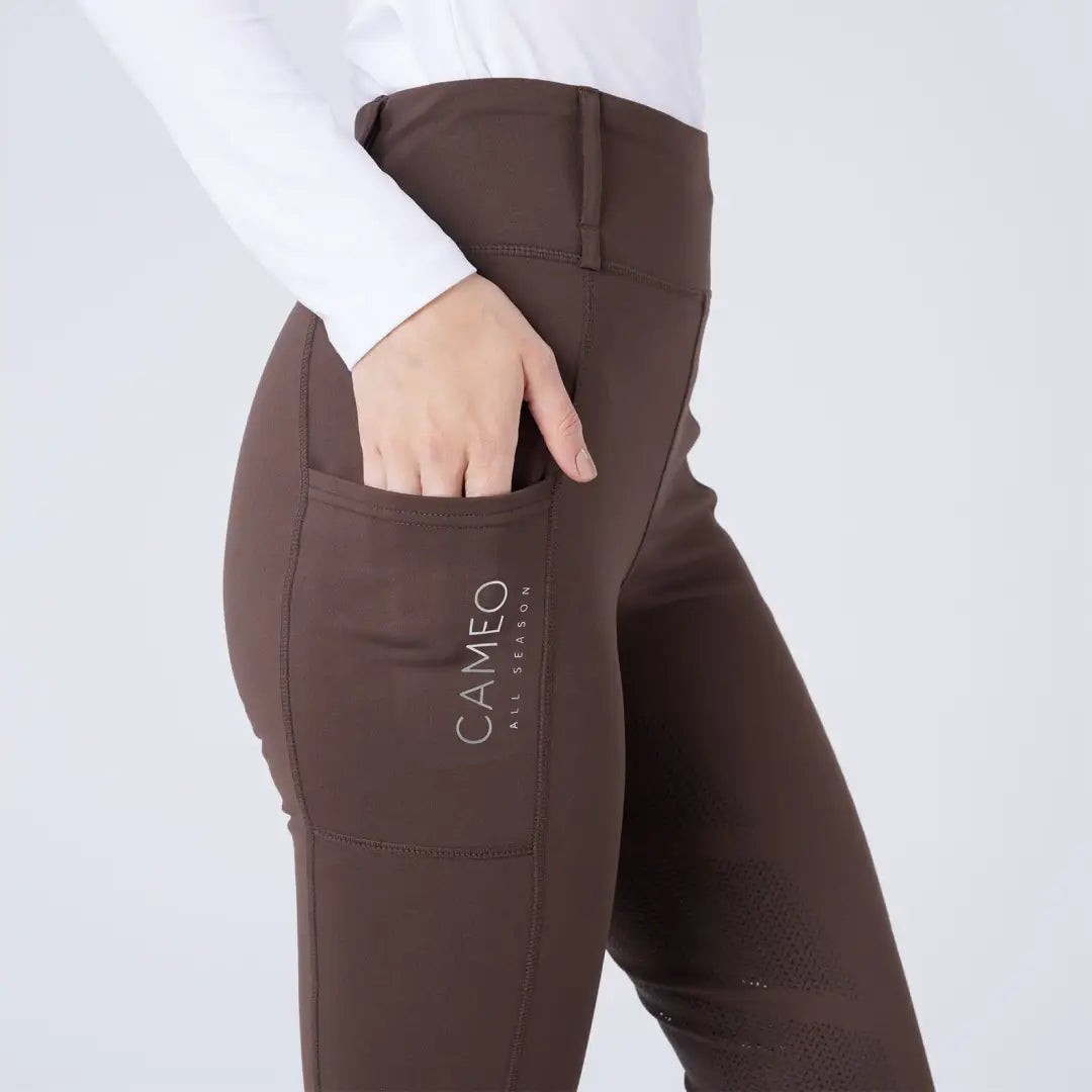 Dark brown Cameo All Season Tights with side pocket for country clothing and hunting