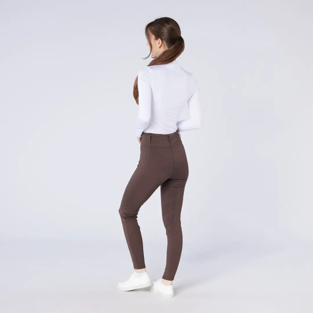 Women’s brown high-waisted skinny pants from Cameo All Season Tights, perfect for country clothing and hunting