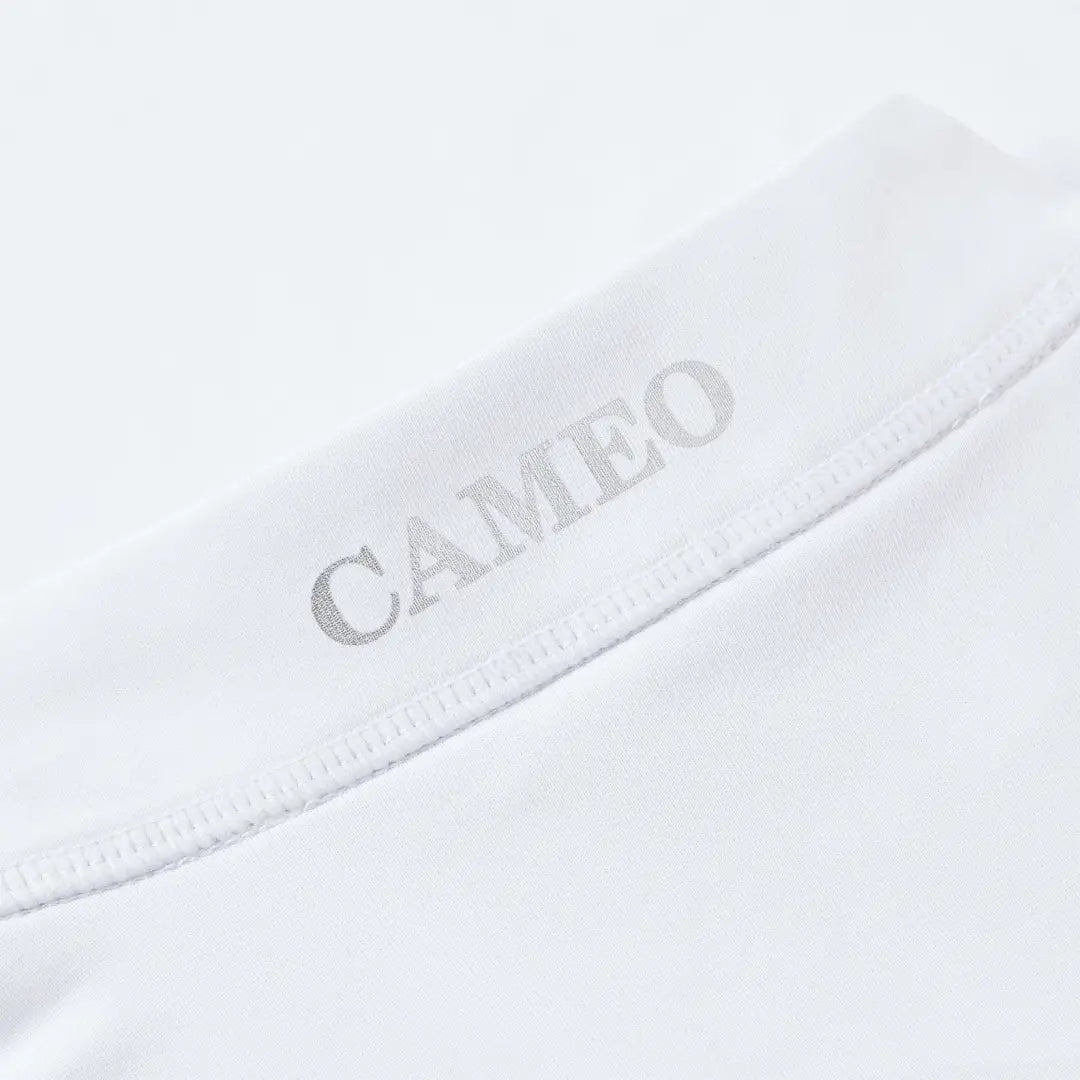 White shirt collar with CAMEO text from Cameo Core Collection, perfect for country hunting clothing