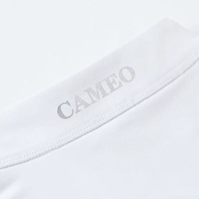 White shirt collar with CAMEO text from Cameo Core Collection, perfect for country hunting clothing