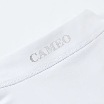 White shirt collar with CAMEO text from Cameo Core Collection, perfect for country hunting clothing