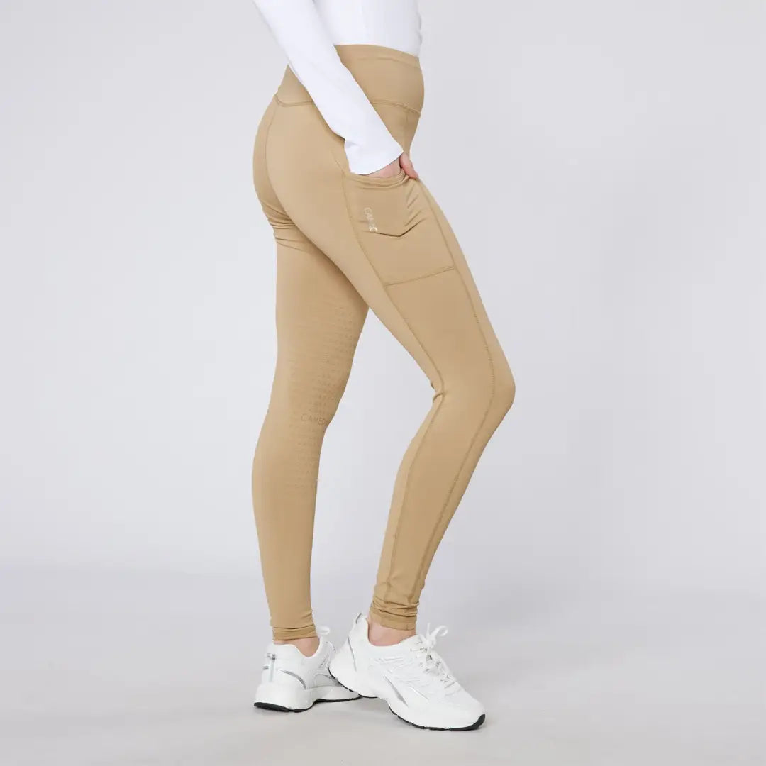 Tan leggings with pockets from Cameo Core Collection Tights for everyday comfort