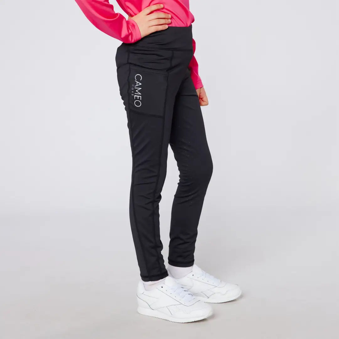 Black athletic leggings from Cameo Junior Core Tights for country clothing and outdoors fun
