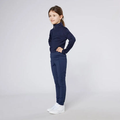 Girl in navy Cameo Junior Core Tights showcasing comfy junior core tights style