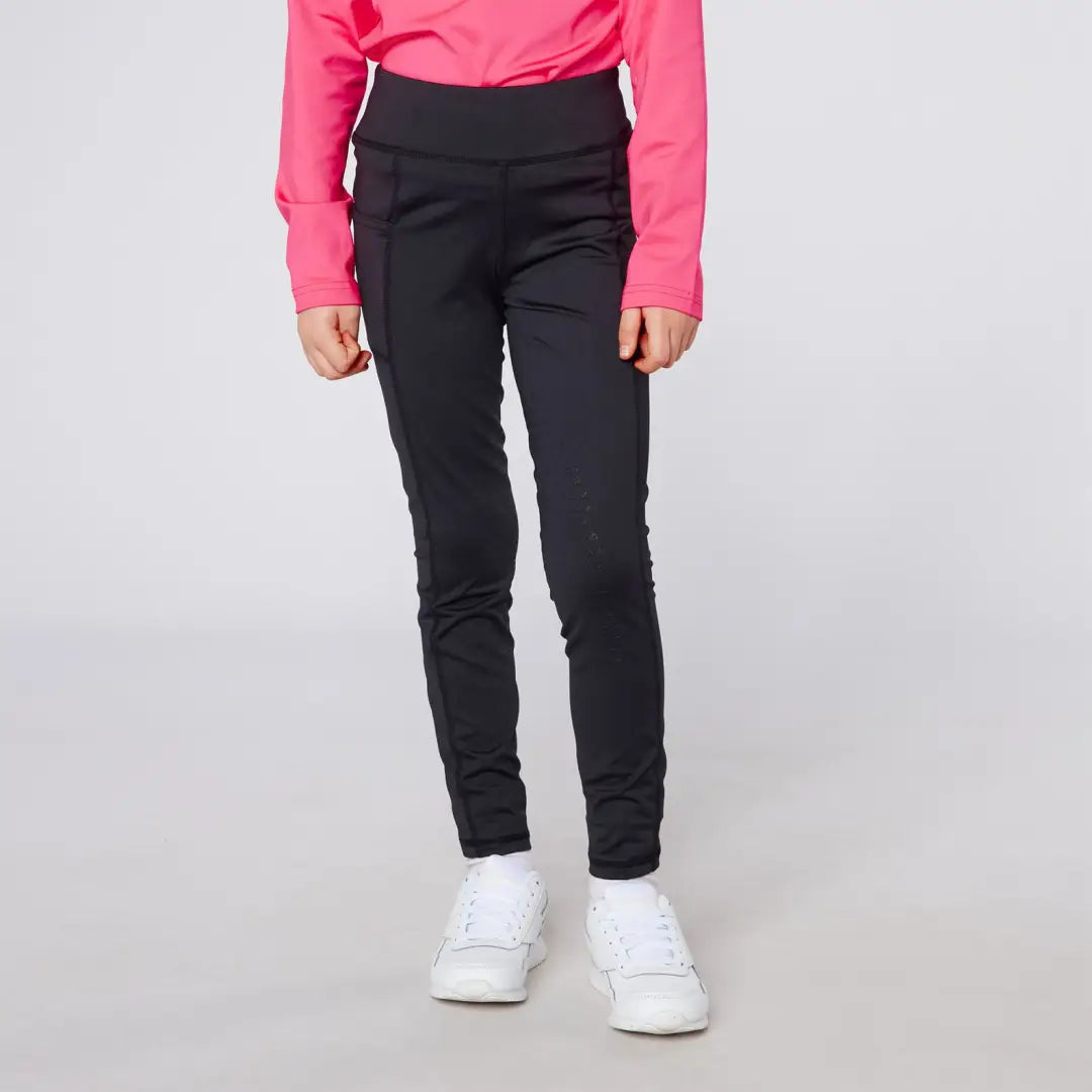 Black athletic leggings from Cameo Junior Core Tights for country clothing and outdoors fun