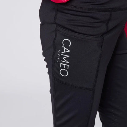 Black athletic leggings with pocket from Cameo Junior Core Tights, great for country clothing and outdoors activities