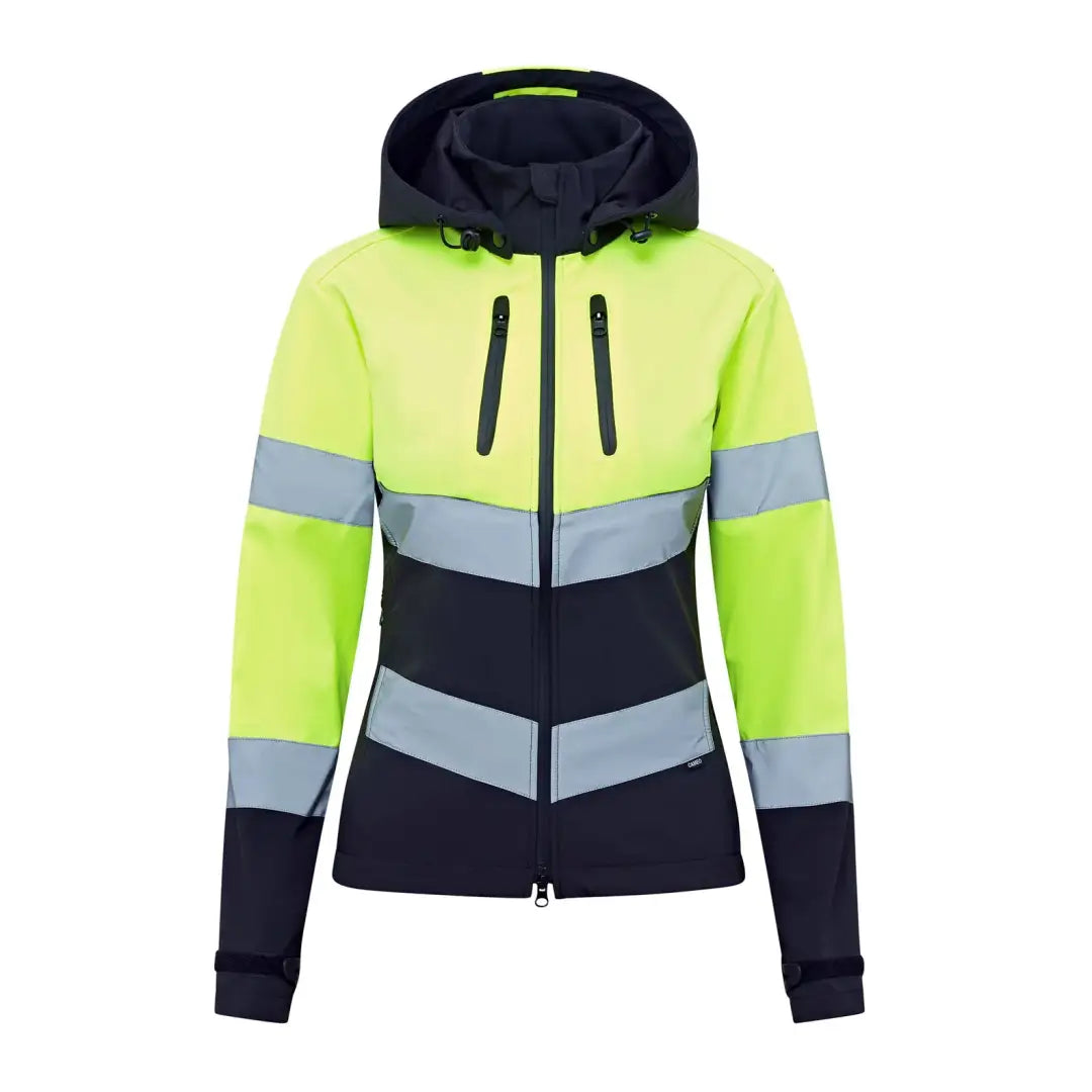 High visibility hooded work jacket for country clothing, hunting, and outdoor use