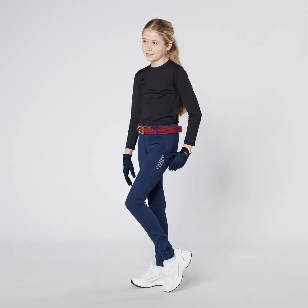 Girl wearing Cameo Junior Performance Riding Tights perfect for riding and active riding tights