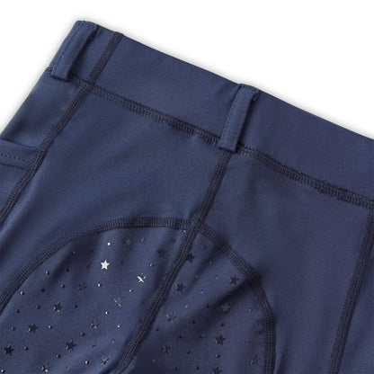 Navy blue Cameo Junior Performance Riding Tights with star pattern for riding tights