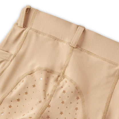 Beige performance riding tights with star pattern for junior riders in Cameo collection