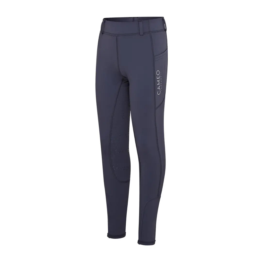 Dark blue Cameo Junior ThermoDry riding tights with side pocket for country clothing outdoors
