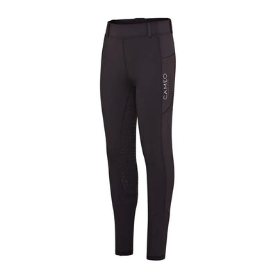 Black athletic leggings with knee grips for outdoor country clothing and riding fun