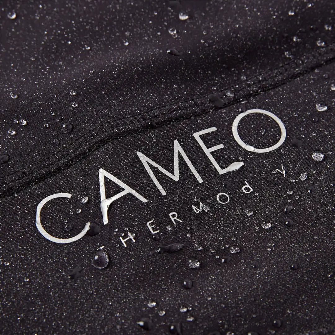 Black waterproof textile with CAMEO HERMODY branding for Cameo Junior ThermoDry Riding Tight outdoors