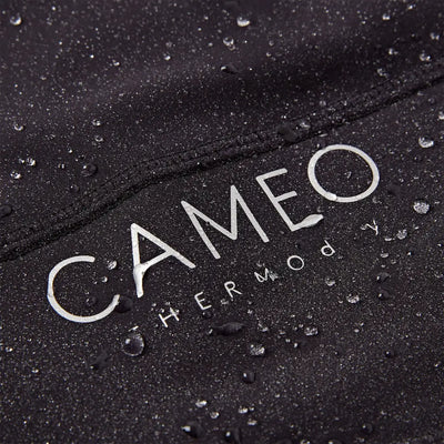 Black waterproof textile with CAMEO HERMODY branding for Cameo Junior ThermoDry Riding Tight outdoors