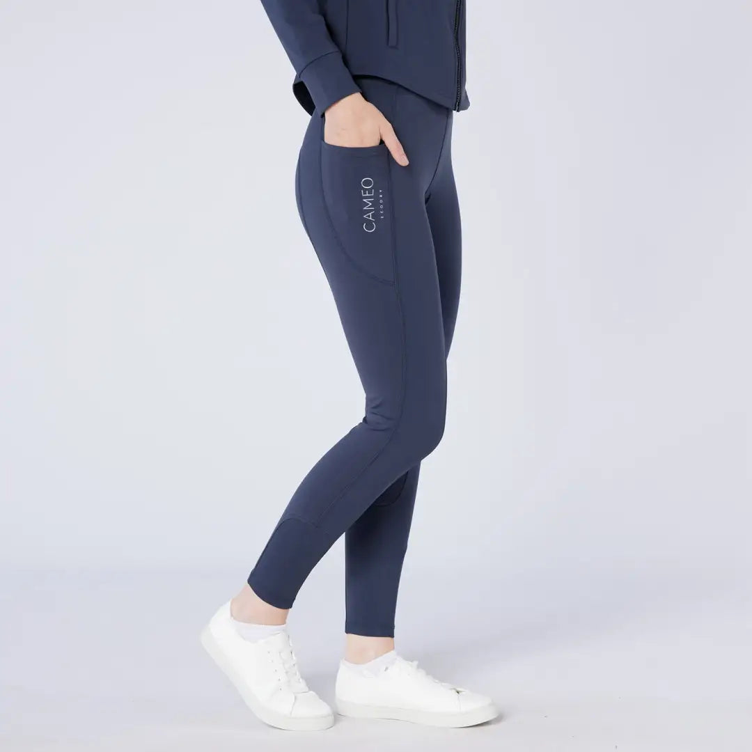 Dark blue Cameo Junior ThermoDry Riding Tight with side pocket for country clothing outdoors
