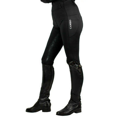 Black riding pants and boots featuring Cameo Performance Tights for great riding performance