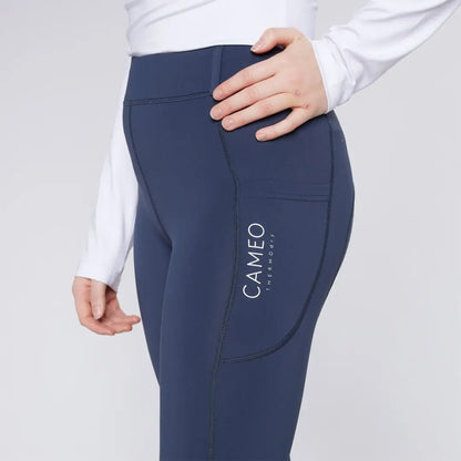 Navy blue athletic leggings with side pocket for country clothing and outdoor activities