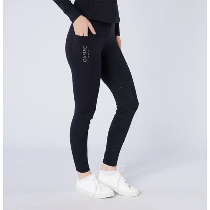 Black athletic leggings with side pocket and subtle embellishments for outdoor country clothing