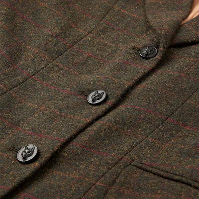 Cameo Tweed Jacket with foxhead buttons, perfect for country clothing and hunting style