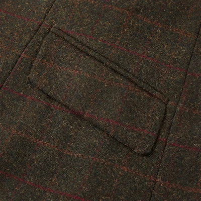 Cameo Tweed Jacket pocket with Foxhead buttons for country clothing and hunting style