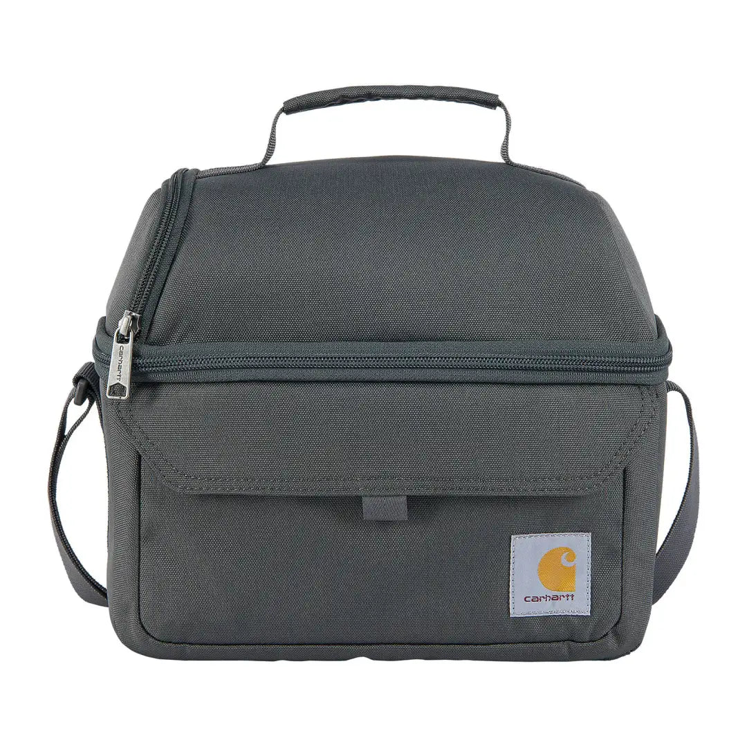 Gray insulated lunch bag from Carhartt for outdoors, hunting, and country clothing trips