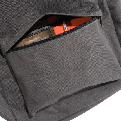Gray zippered pocket on Carhartt 21L Classic Laptop Backpack for outdoors and country clothing fun