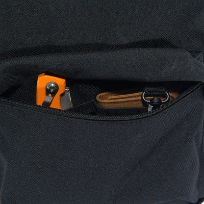 Black backpack pocket with wallet and knife for outdoor country clothing and hunting gear