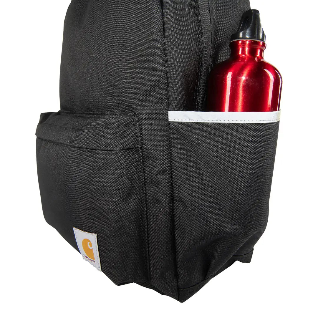 Black Carhartt 21L Classic Laptop Backpack with water bottle for country clothing and outdoors great for hunting trips