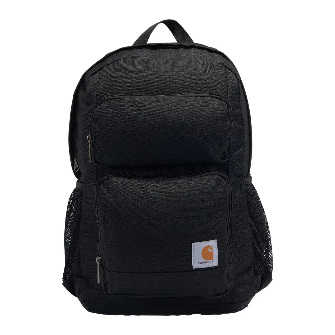Black Carhartt 27L backpack with mesh accents and logo patch