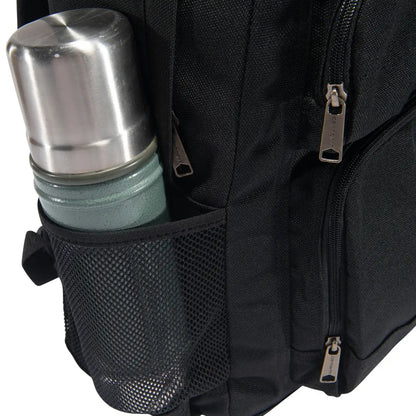 Black mesh Carhartt 27L holder with silver green insulated bottle