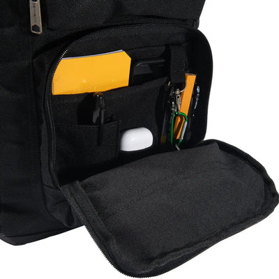 Durable Carhartt 27L backpack with black compartments and zippers for hunting