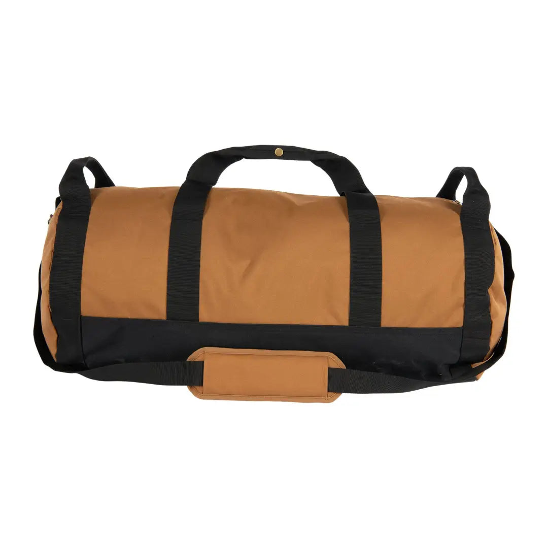 Carhartt 40L Classic Round Duffel Bag in brown and black with sturdy handles