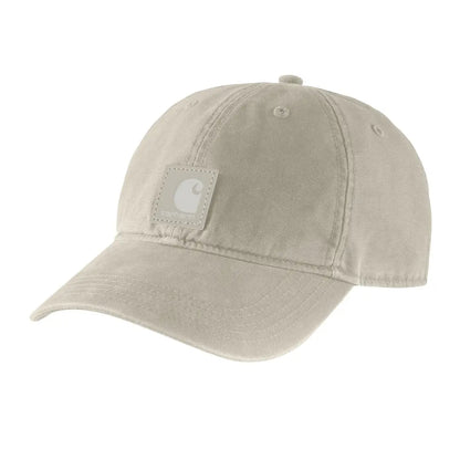 Beige Carhartt canvas cap with stitched logo patch