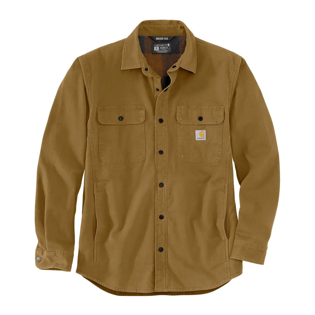 Brown Carhartt Canvas Fleece Lined Shirt Jacket for durable fleece lined shirt style