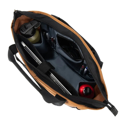 Carhartt classic laptop tote in brown leather with black accents