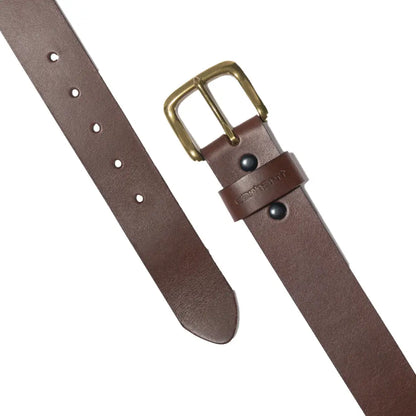 Carhartt classic leather buckle belt in brown with brass buckle and rivets