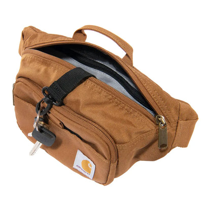Brown Carhartt Classic Waist Pack with black zipper and keychain loop