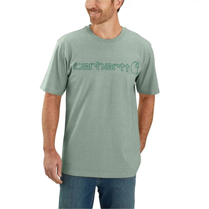 Carhartt Dearborn relaxed logo t-shirt in heathered sage green for outdoors