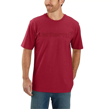 Mens red Carhartt Dearborn logo t-shirt for outdoors hunting