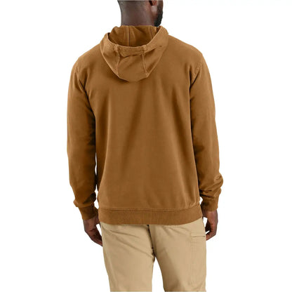 Tan Carhartt Durham logo sweatshirt with soft textured fabric and ribbed cuffs
